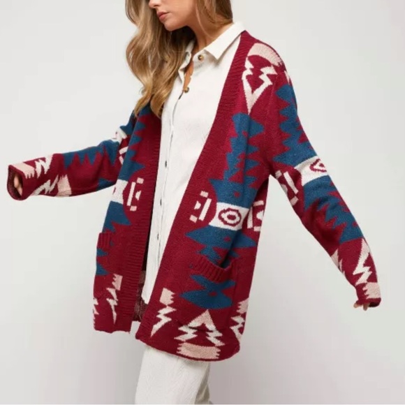 DAVI & DANI Aztec Embroidered Knit Cardigan - Picture 2 of 5